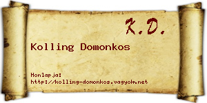 Kolling Domonkos névjegykártya